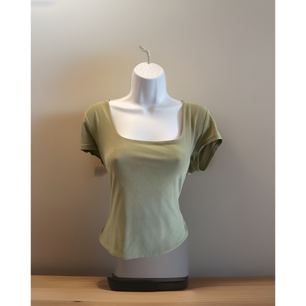 H&M Women's Mehndi Colour Topβ Green Size Large Short Sleeve